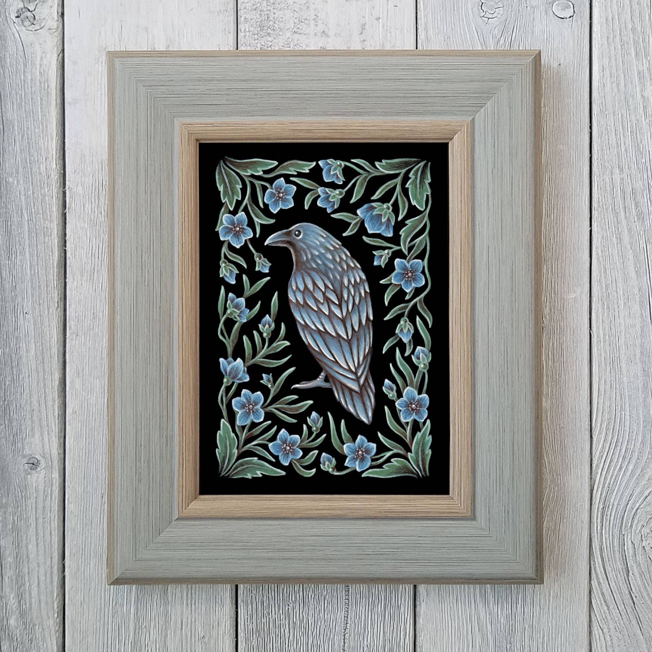 Raven Art Print Folk Decor: 5x7